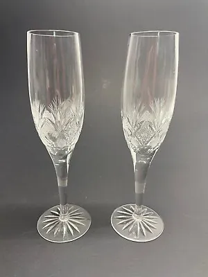Buy Crystal Champagne Flutes, Set Of 2 With Pinwheel, Vintage, Glassware • 21.99£