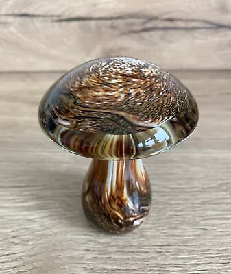 Buy Valetta Art Glass Mushroom Shaped Brown Swirl Design Paperweight. With Label • 11.50£