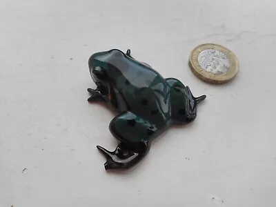 Buy Frog - Beautiful - Detailed Colourful Miniature  Pottery Dark Green, Black  Frog • 3.50£