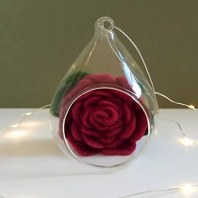 Buy Rose Flower In A Glass Bauble, Dark Cottagecore Christmas Ornament, Handmade  • 10£