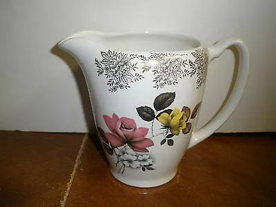 Buy Mid Century Lord Nelson Pottery England 1-70 Pitcher 6  Tall Roses Pink & Yellow • 23.04£