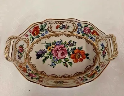 Buy Sachs Dresden Oval Basket Dish - Hand Painted Basket Flowers • 39.50£