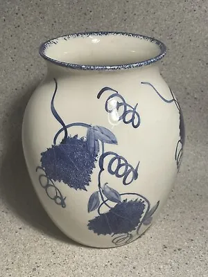 Buy Poole Pottery Vase Hand Painted Leaves Blue & White Vintage Home Decor • 14.99£