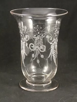 Buy Antique Glass Celery Vase Etched Victorian Blown Glass • 18£