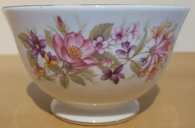 Buy Beautiful Bright White Bone China 'Colclough' Bowl, Floral Wayside Design • 1.95£