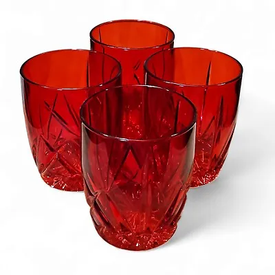Buy Waterford Crystal Marquis Brookside Red Lowball Glasses Set Of 4 Old Fashioned  • 35.53£