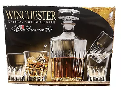 Buy Winchester Crystal Cut Glassware 5 PC Bar Set Decanter & 4 Drink Glasses ITALY • 18.97£
