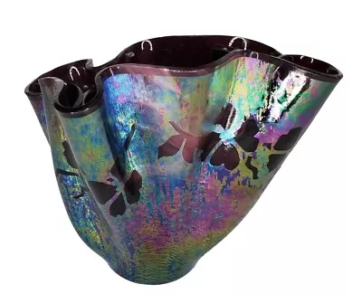 Buy Vintage Irridescent Art Glass Purple 6  Tall Vase • 46.99£