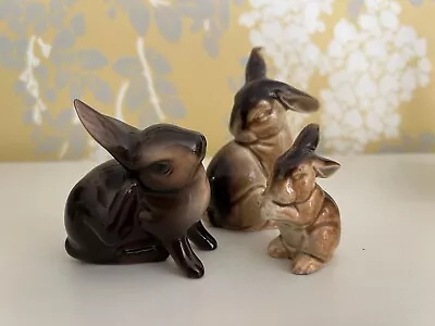 Buy Set Of 3 Small Ceramic/porcelain Vintage Rabbits  - Beswick, Goebel, Sylvac? • 28£