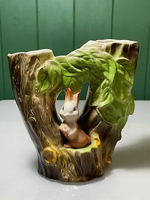 Buy VINTAGE EASTGATE WITHERNSEA POTTERY FAUNA TREE STUMPS WITH RABBIT BUD VASE No.74 • 9.99£