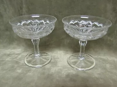 Buy 1930s Clear Color Glass Pressed Flower Pattern In Bowl Tall Sherbet Champagne Pr • 18.94£