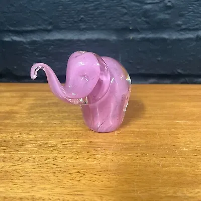 Buy Vintage Art Glass Pink Small Elephant Figurine Paperweight B187 • 24.99£