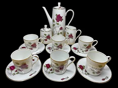 Buy Vintage 1957 Walbrzych 'Red Rose Design' Fine Porcelain China Coffee Set Nr MINT • 59.95£