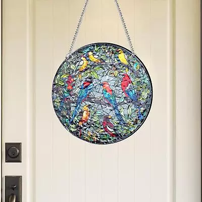 Buy Bird Ornament Stained Glass Window Hanging Decor Panel Decorative Easy To • 7.96£