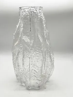Buy Vintage Clear Glass Vase - Bark / Tree Effect Whitefriars Style • 34.99£