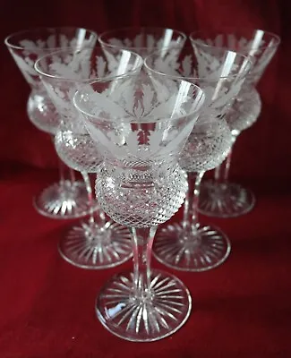 Buy Edinburgh Crystal Thistle Pattern - 6 X Hock Wine Glasses (6.5 Inch) - Signed • 495£