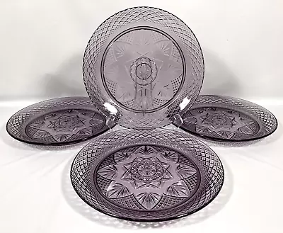 Buy Cristal D'Arques Durand Antique PURPLE Amethyst 4 DINNER Plates 10  Set Vtg EUC • 43.15£