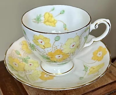 Buy Plant Tuscan Bone China England Hand Painted Tea Cup And Saucer Yellow Flowers • 23.71£