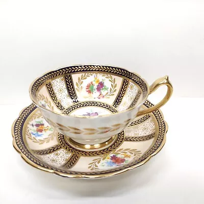Buy Antiques Paragon England Hand Painted & Signed Gold Floral Cup & Saucer • 141.36£