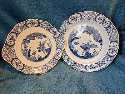 Buy 2 Pcs ~ Antique Furnivals Ltd ‘Old Chelsea’ Blue & White, Tabbed + Dinner Plates • 7.20£