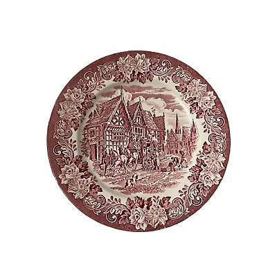 Buy Vintage Dickens Series Staffordshire Ironstone Red White Large Dinner Plate • 20£