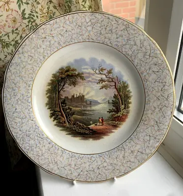 Buy Prattware Pot Lid Style Plate Conwy Castle With Attractive Flecked Border 1850s • 15.99£