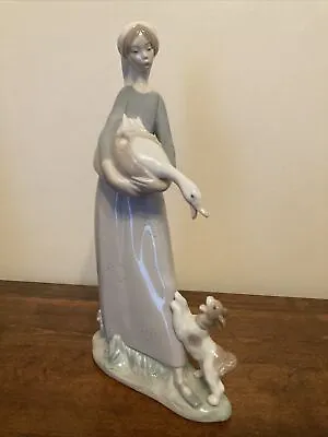 Buy Lladro Figurine Girl With Goose And Dog 4866. Excellent Condition. 27cm Tall. • 35£