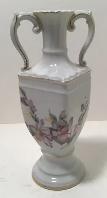 Buy Vintage L & M Bond Ware Floral Hand Painted Porcelain Vase 8.5” Tall Gold Trim • 8.54£