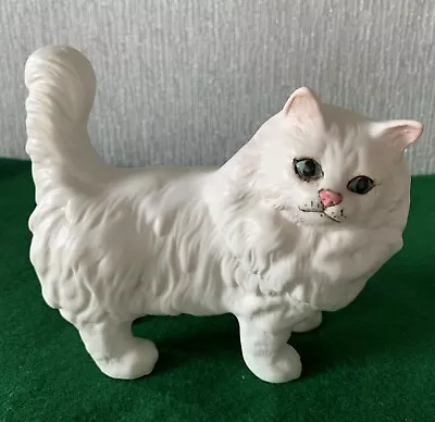 Buy Beswick Cat  Persian Cat Standing Tall Tail Erect Model 1898 White Matt Perfect • 19.99£