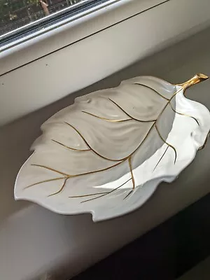 Buy Vintage Carlton Ware Leaf White And Gold Butter Dish C1957-69 12 X 11cm England • 0.99£
