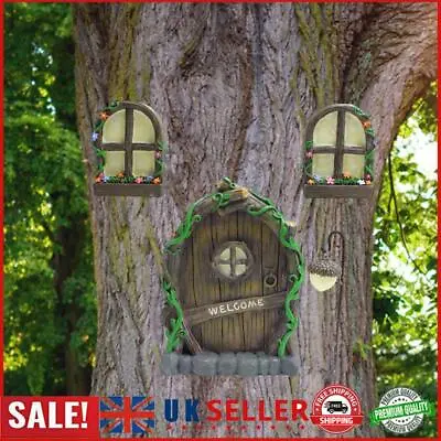 Buy Resin Fairy Garden Door Window Statue Ornament Fairy Gnome Gate Sculpture (C) GB • 11.20£