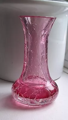 Buy Small Pink Crackle Glass Bud Vase • 4.99£