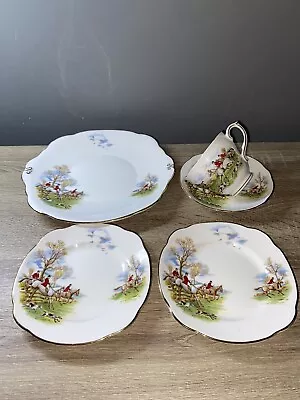 Buy Vintage Duchess Bone China “Hunting Scene“ Part Tea Set - Cup Saucer Plates VGC • 18.99£