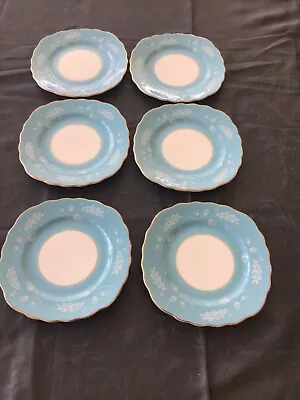 Buy 6 X Vintage Colclough Blue Acorn Oak Side Plates Good Condition. • 2.99£