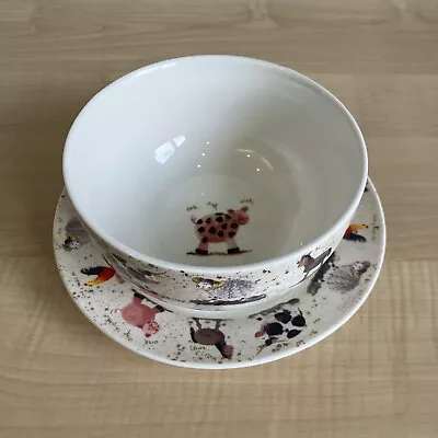 Buy Queens Gift Fine China Alex Clarke Novelty Farmyard Designed Bowl & Side Plate • 8.99£