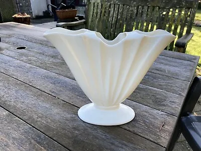 Buy Vintage 9 “ Beswick  Planter Vase Art Deco White Wavy Ripple Design No: 1664-1 • 34.99£
