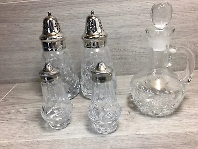Buy Vintage Royal Brierley Crystal Cut  Silver Plated Condiment Set • 110£