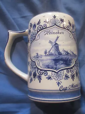 Buy Vintage Dutch Heineken Cup Match Rugby 1992 Beer Stein Tankard Delft Blue Mug • 5.99£