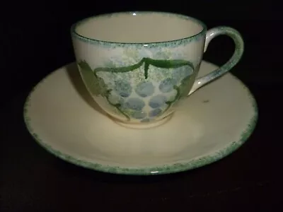Buy Poole Pottery  Vineyard  Hand-painted Sponge Ware Coffee Cup & Saucer Duo • 1.99£