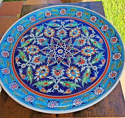 Buy KUTAHYA PORCELAIN Handmade Turkish Plate 16” Diameter Artist Signed 2 • 118.58£
