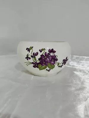 Buy Vtg 4  Bowl Pottery Ceramic White Purple Violet Floral Design Signed A.D.K 82-84 • 9.49£