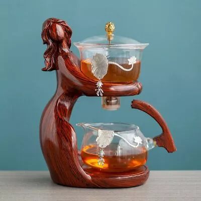 Buy Chinese Glass Semi-Automatic Tea Set Kungfu Teapot Heat-Resistance Holder Base • 87.69£