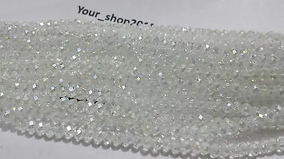 Buy 100 Faceted Rondelle Crystal Glass Beads 24 COLOURS 3x4mm • 1.45£