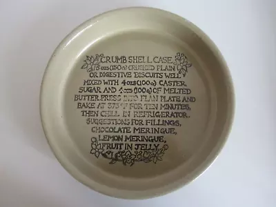 Buy Vintage Moira Pottery Pie Flan Dish Recipe Crumb Shell Case RETRO VGC 23cm Diam • 9.99£