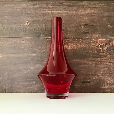 Buy Riihimaki Finnish Red Glass Rocket Vase 1379 Vintage Retro Atomic Era • 65£