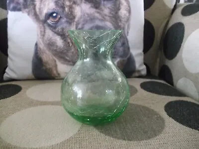 Buy Green Glass Crackle Look Vase • 12.50£