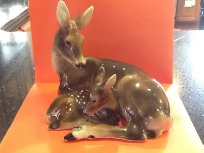Buy Keramos Austria Deer Doe And Fawn Figurine Porcelain Pottery Statue Art Deco Era • 168.52£