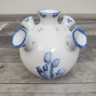 Buy Delftware Royal Twickel Ceramic Hand Painted 5 Finger Tulip Bud Vase • 33.12£