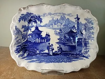 Buy Antique Victorian Blue Transfer Ware Centre Or Fruit Bowl, With Italian Scene • 9.95£