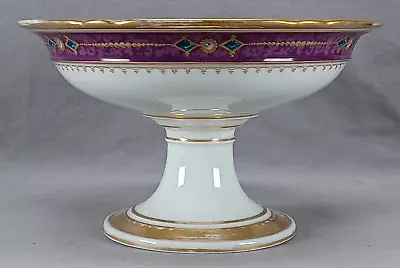Buy Old Paris Hand Painted Floral Purple Scrollwork & Jewel Border Compote B • 156.83£